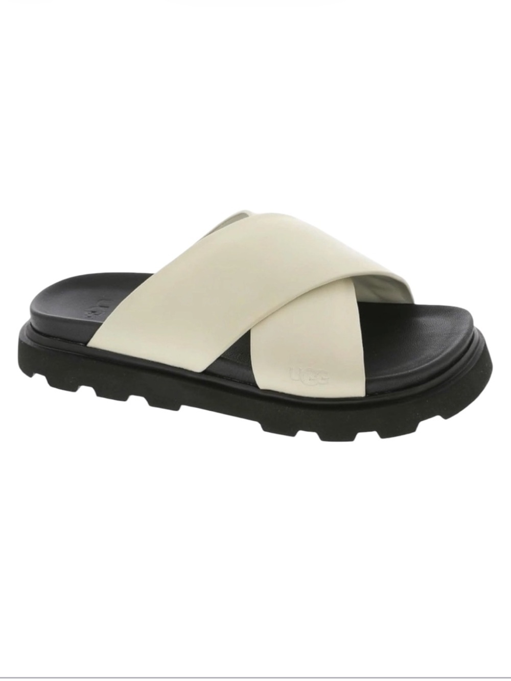 UGG Capitelle Leather Cross Strap Slide Sandals Size 8